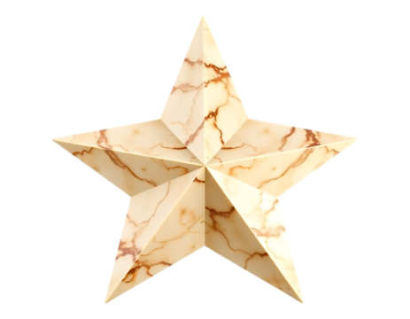 Elegant 3D Marble Star with Transparent Background