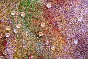 Abstract handmade painting created with textured brushstrokes and vivid paint on canvas in...