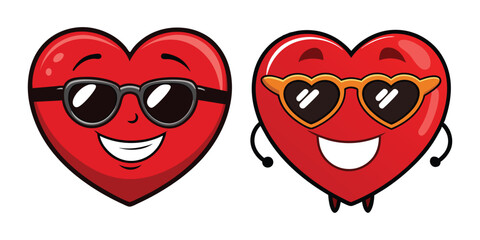 Cool Heart Emojis with Sunglasses