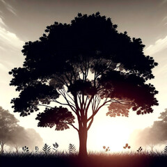 silhouette of a tree at sunset