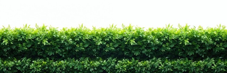 Obraz premium Illustration shows two layers of green hedge on white background. Rich plants create a natural fence. Perfect for garden, park design, lawn decoration, eco style, green background.