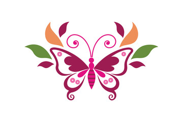 Elegant Butterfly And Floral Combination For A Nature Inspired Design vector art illustration