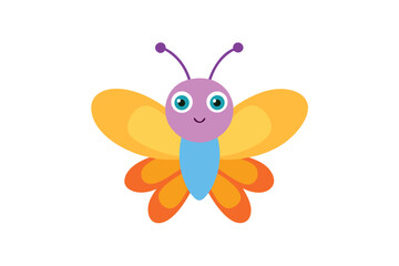 Adorable Cute Cartoon Butterfly Character For Childrens Projects vector art illustration