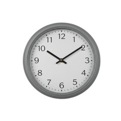 A simple gray wall clock displaying 1010, set against a plain white background, ideal for home decor