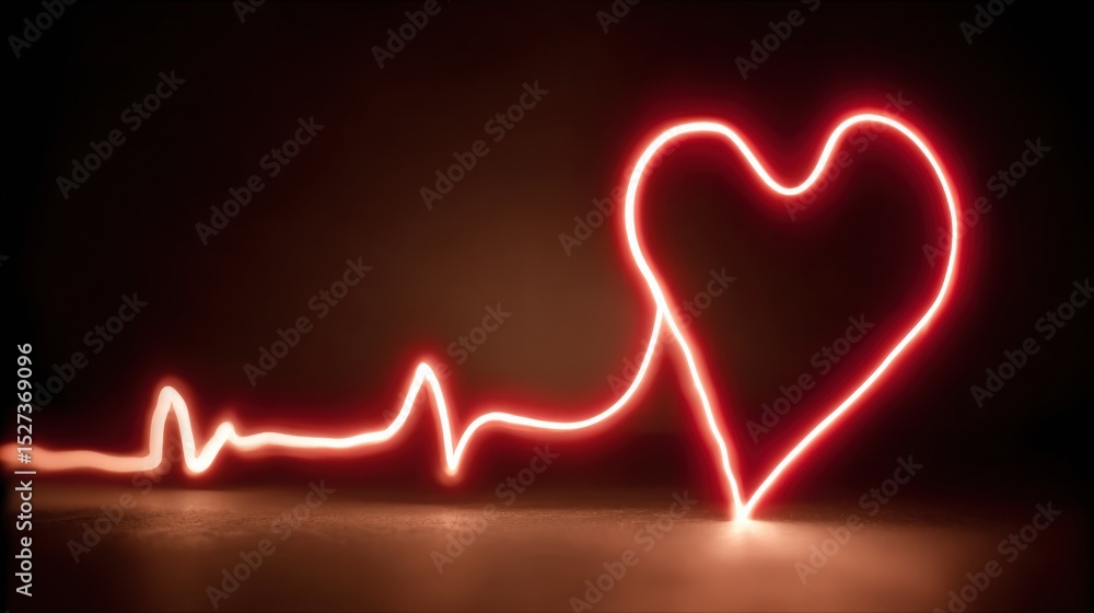 Aufkleber EKG Line Transforms Into a Heart Shape Emphasizing the Connection Between Life and Health in a Dark Background