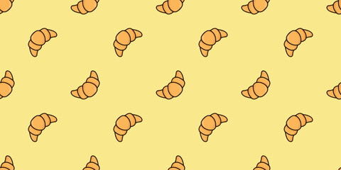 croissant seamless pattern, cartoon wallpaper in flat style, delicious breakfast