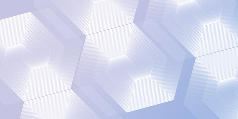 Hexagon lines on light mesh blue an pink background. Geometric stripe line art design for poster, brochure, cover, website, header, web banner, presentation simple modern abstract design