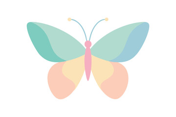 Delicate And Gentle Soft Pastel Butterfly With Beautiful Muted Tones vector art illustration