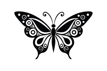 Intricate Zentangle Butterfly Design With Meditative Relaxing Patterns vector art illustration
