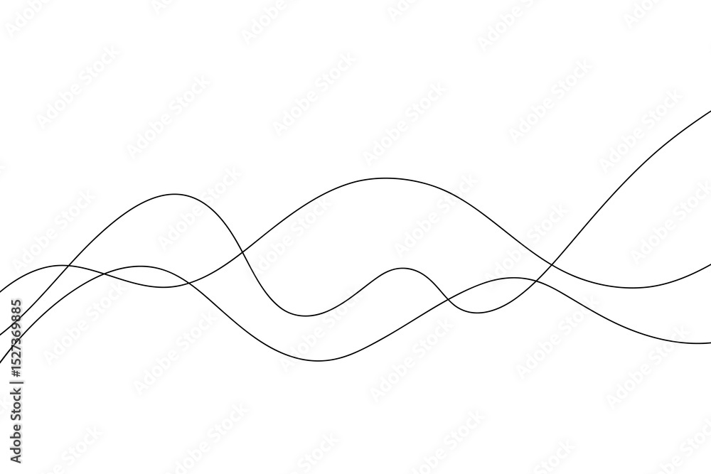 Poster abstract continuous endless wavy lines with a curve on a white background, hand-drawn vector. modern