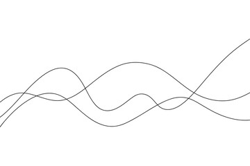 Abstract continuous endless wavy lines with a curve on a white background, hand-drawn vector. Modern minimalistic background with space for banner text, poster, label. Graphical, dynamic linear