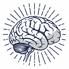 Brain with halftone stipple effect vector	