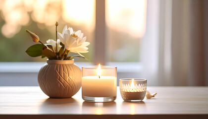 Elegant Candles and Flowers Capturing the Beauty of Tranquil Moments
