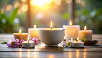 Tranquil Stillness with Candles and Flowers for Ethereal Visualization