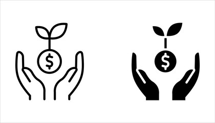 Money growth line icon set. increase money growth icon on white background
