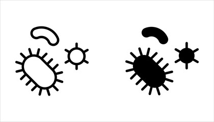 Simple set of virus and bacteria icons. Premium quality objects. Vector signs isolated on a white background.