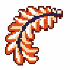 Obraz premium Pixelated autumn leaf vibrant retro digital art with orange and white, vintage