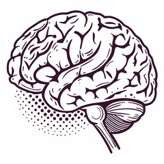 Brain with halftone stipple effect vector	