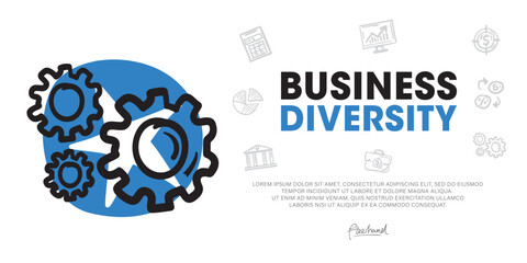 Business diversity, Developing a Modern Web Banner Concept Using hand-drawn Doodle icon Graphics.