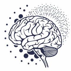 Brain with halftone stipple effect vector	