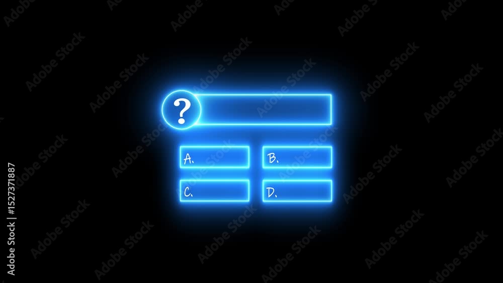 Aufkleber neon effect multiple choice question icon animation. mcq question, quiz icon animation. question tem