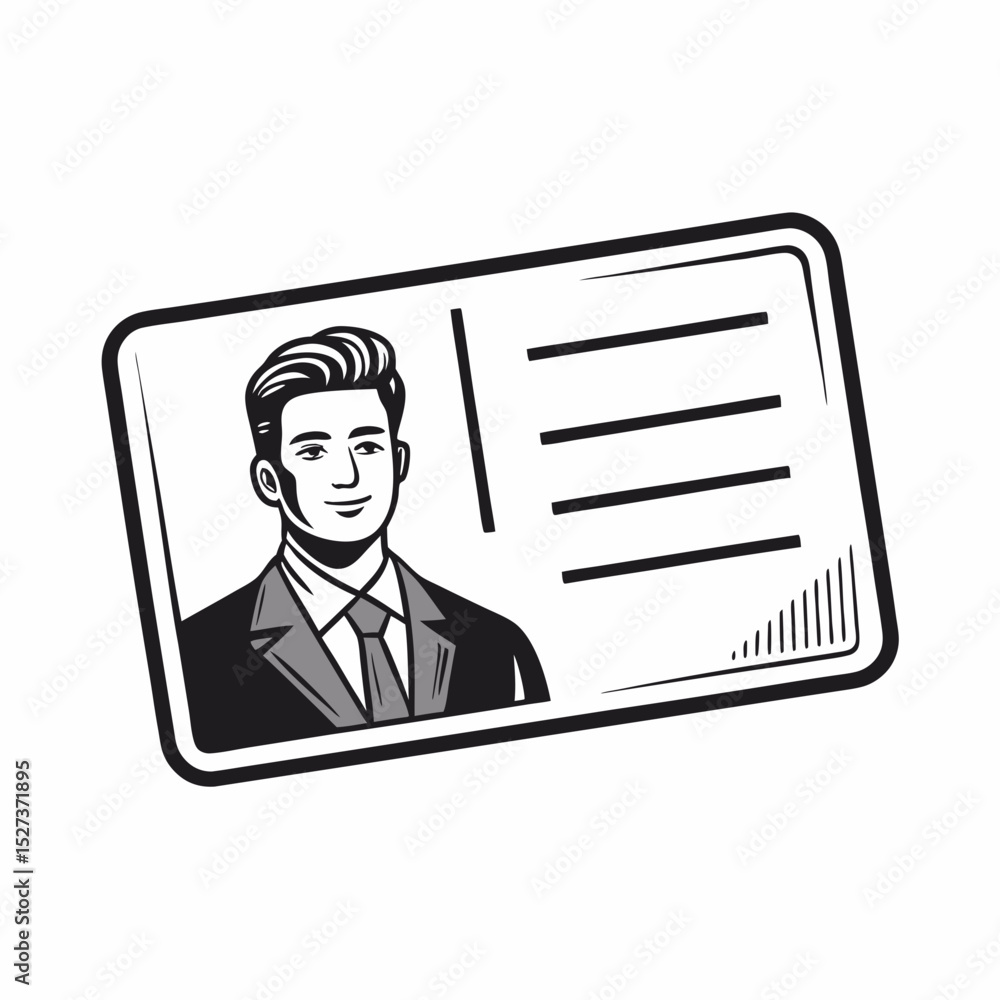 Poster create a vector illustration of a blank business card with a bold, thick black stroke. ensure clean 