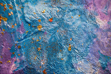 Artistic abstract canvas painted by hand with vibrant tones, spontaneous forms, and modern art...