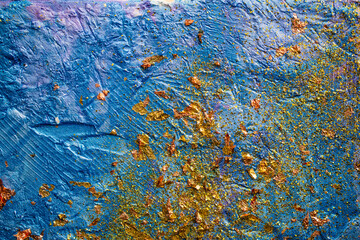 Artistic abstract canvas painted by hand with vibrant tones, spontaneous forms, and modern art appeal