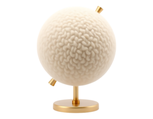 3D Brain Globe with Golden Stand and Accents