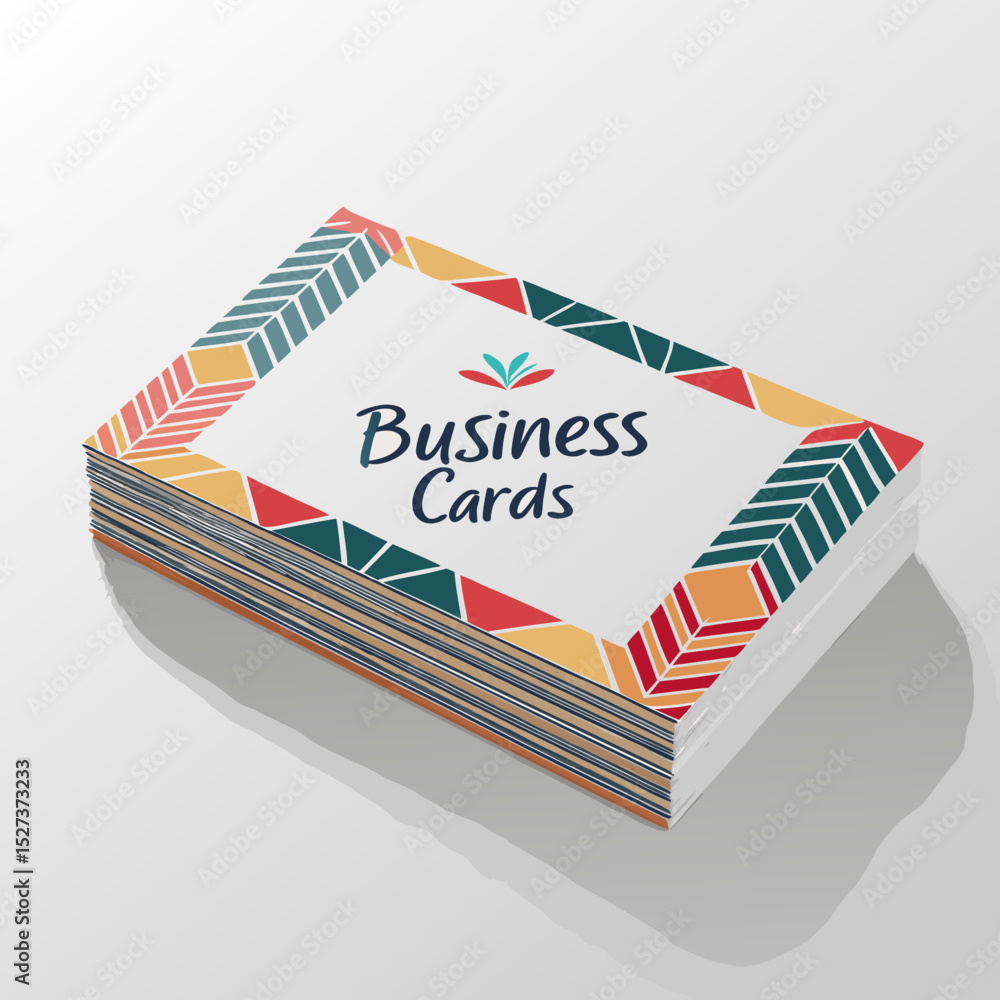 Poster create a vector illustration of a stack of business cards with a bold, thick black stroke outline. e