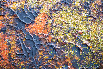 Artistic abstract canvas painted by hand with vibrant tones, spontaneous forms, and modern art appeal
