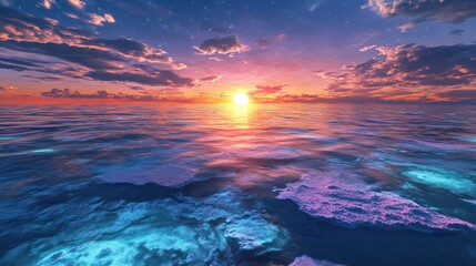 Fototapeta premium Majestic Sunset over Calm Ocean