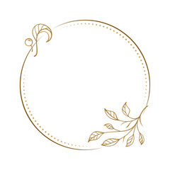 Floral circle frame with branch and berries botanical line art wreath for logos, journaling, and wedding design projects