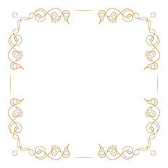 Delicate vintage style square floral frame - vector outline for invitations and digital stickers