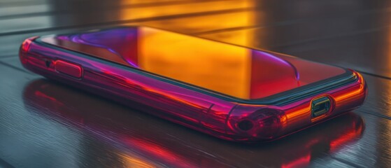 Vibrant phone case on wood