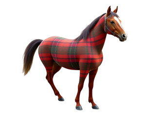 Tartan Horse A Stylish Equine in a Red Plaid Design