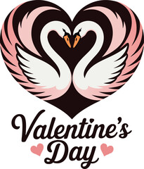 Valentine's Day Swan Hearts Logo mascot