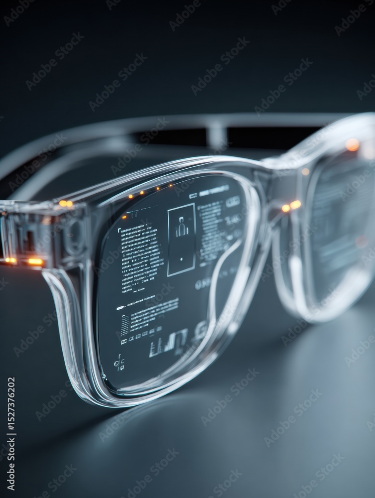 Poster Digital Glasses Featuring Augmented Reality Interface Display Futuristic Technology and Interactive Elements Designed for Modern Users