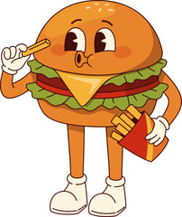 Retro Cartoon Burger Character