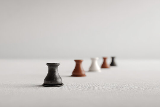 minimalistic board game setup on clean light gray background