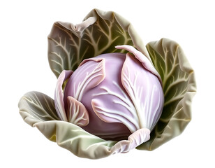 Vibrant Red Cabbage on a Transparent Background