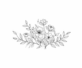Minimalist Botanical Line Art in Black and White – Elegant Floral and Leaf Illustration for Modern Decor and Design