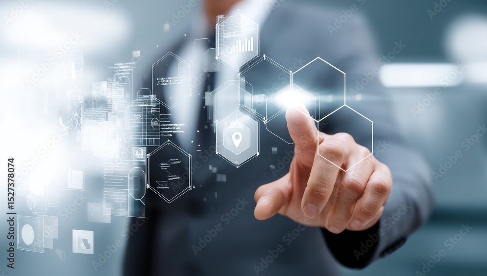 Poster using digital innovation to establish a long-term competitive edge in business operations.