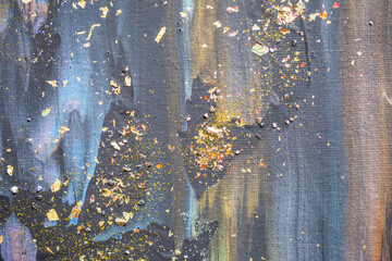A colorful, textured abstract artwork created with handmade paint and spontaneous creative brush movements