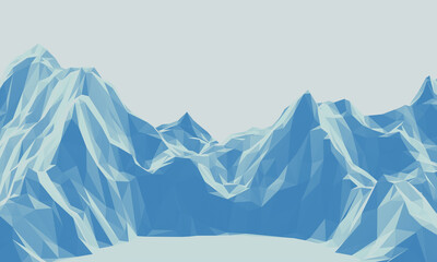 Fototapeta premium Blue low polygon ice mountain
