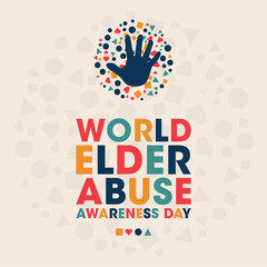 World Elder Abuse Awareness Day, Colorful Poster, Banner Design Template.