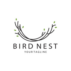 bird nest logo icon illustration design template, for bird farm, bird business, bird house, bird conservation with modern minimalist vector concept