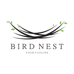 bird nest logo icon illustration design template, for bird farm, bird business, bird house, bird conservation with modern minimalist vector concept
