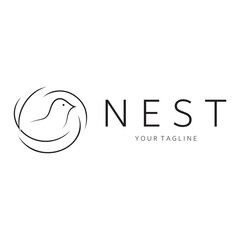 bird nest logo icon illustration design template, for bird farm, bird business, bird house, bird conservation with modern minimalist vector concept