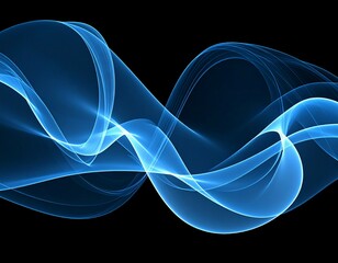 Abstract flowing blue waves on a dark background creating a dynamic and elegant visual effect design element